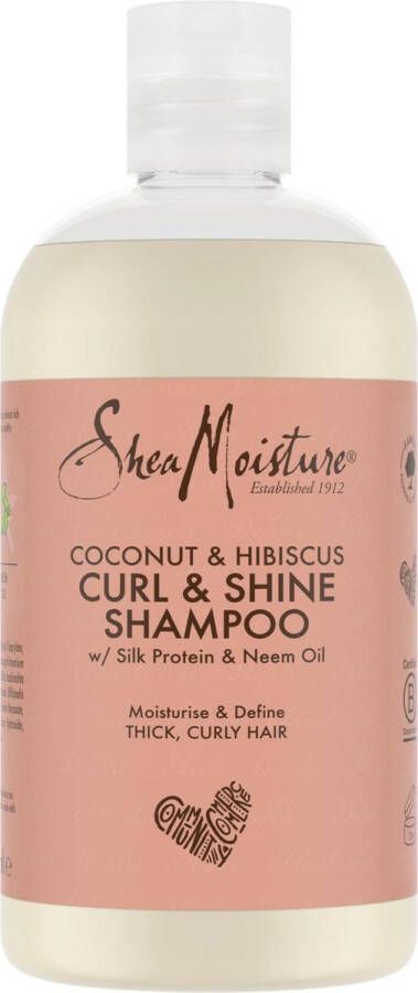 Shea Moisture Coconut & Hibiscus Shampoo Curl & Shine Krullend Haar 384 ml