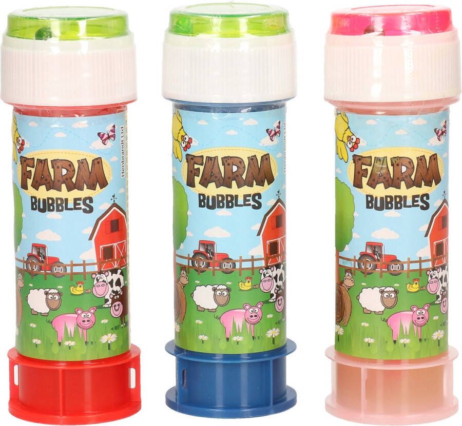 Shoppartners 3x Boerderij dieren bellenblaas flesjes met spelletje 60 ml voor kinderen Uitdeelspeelgoed Grabbelton speelgoed