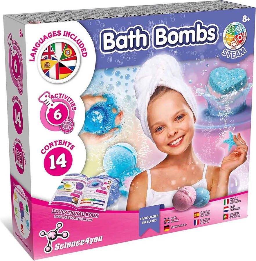 Sience4You Bath Bombs Made in Portugal bruisballen set leerzame set Perfect cadeau idee Science Toys for Kids (in 7 languages) Science Speelgoed voor kinderen experimenteerdozen leerzame spellen breinbrekers educatieve speelgoed