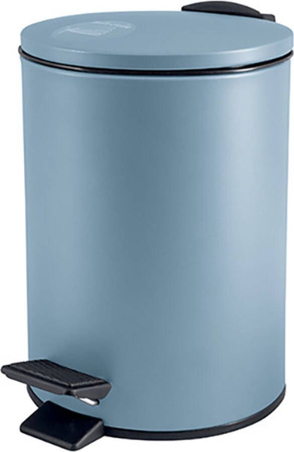 Spirella Pedaalemmer Cannes blauw 5 liter metaal L20 x H27 cm soft-close toilet badkamer Pedaalemmers