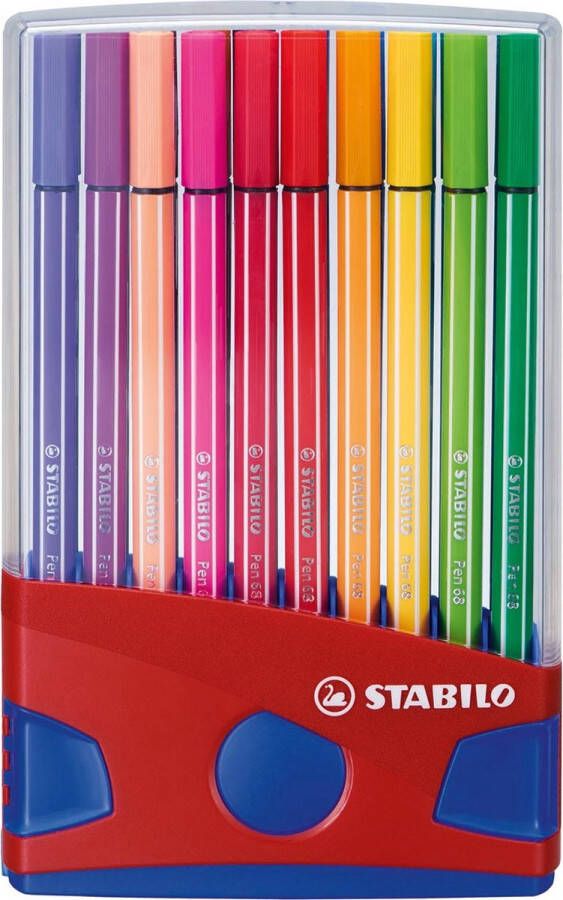 STABILO Viltstift Pen 68 ColorParade rood blauw etui à 20 kleuren 10 stuks