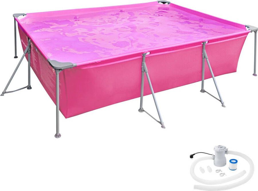 Tectake – Zwembad Swimming pool rechthoekig 300 x 207 x 70 cm pink 403822