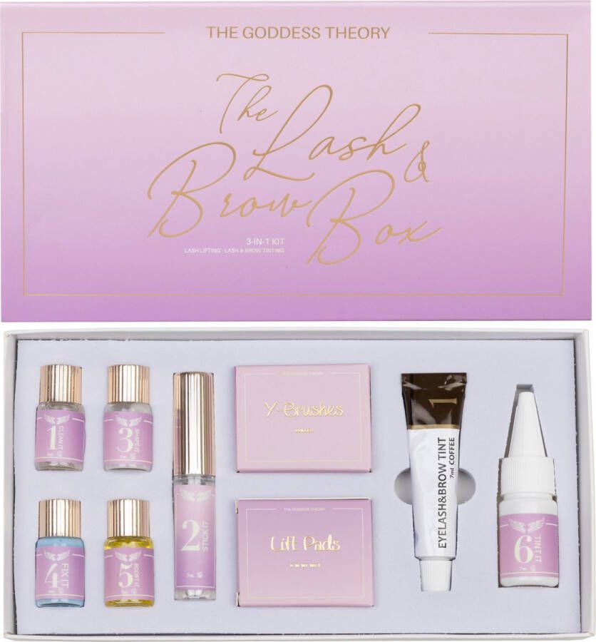 The Goddess Theory The 3in1 Lash & Brow Box Professional Lash Lift Kit Brow Lamination Wimperlifting Set Wimperserum Inclusief Wimperverf & Wenkbrauwverf