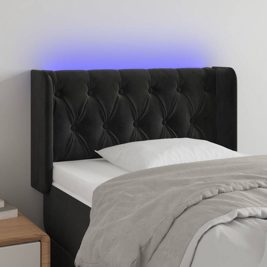 The Living Store Hoofdbord LED-hoofdbord Zacht fluweel Kleurrijke LED-verlichting Verstelbare hoogte Comfortabele ondersteuning Snijdbare LED-strip