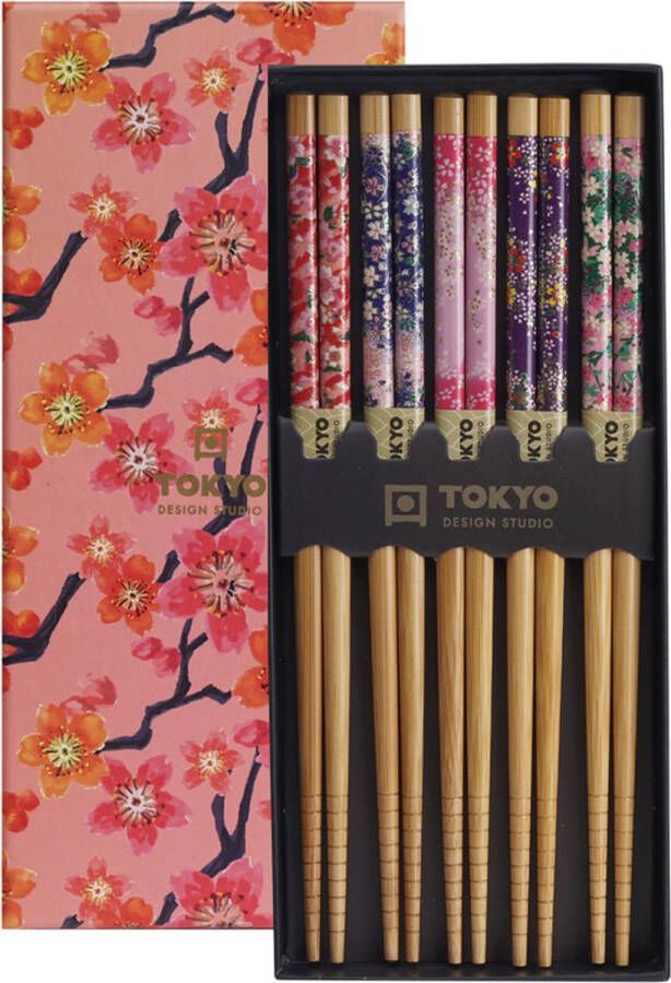 Tokyo Design Studio Chopsticks Set Eetstokjes Hout Sakura 5 paar