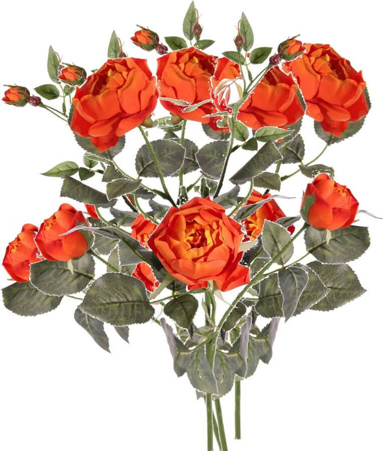 TopArt Top Art Kunstbloem roos Ariana 5x oranje 73 cm kunststof steel decoratie bloemen