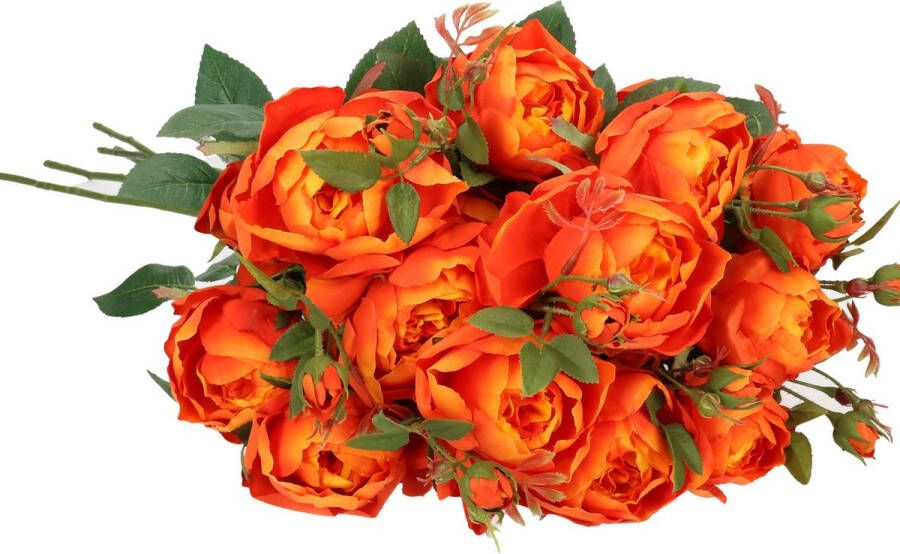 TopArt Top Art Kunstbloemen boeket roos Ariana 8x oranje 73 cm kunststof steel decoratie bloemen