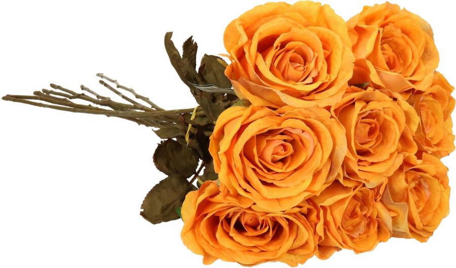 TopArt Top Art Kunstbloemen boeket roos Calista 8x perzik oranje 66 cm kunststof steel decoratie