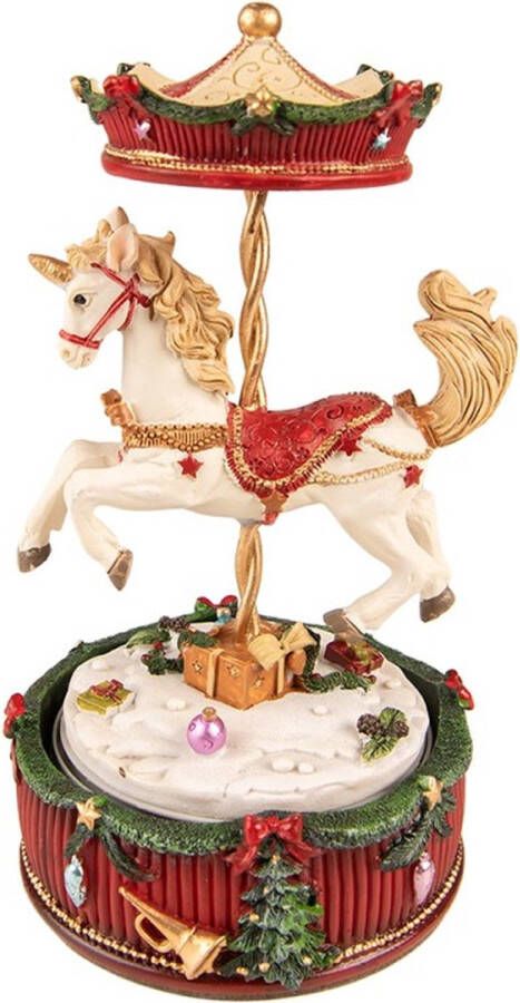 Trendybywave Muziekdoos Draaimolen 20 cm Rood Kunststof Kerstdecoratie Beeld Decoratief Figuur Decoratieve Accessoires