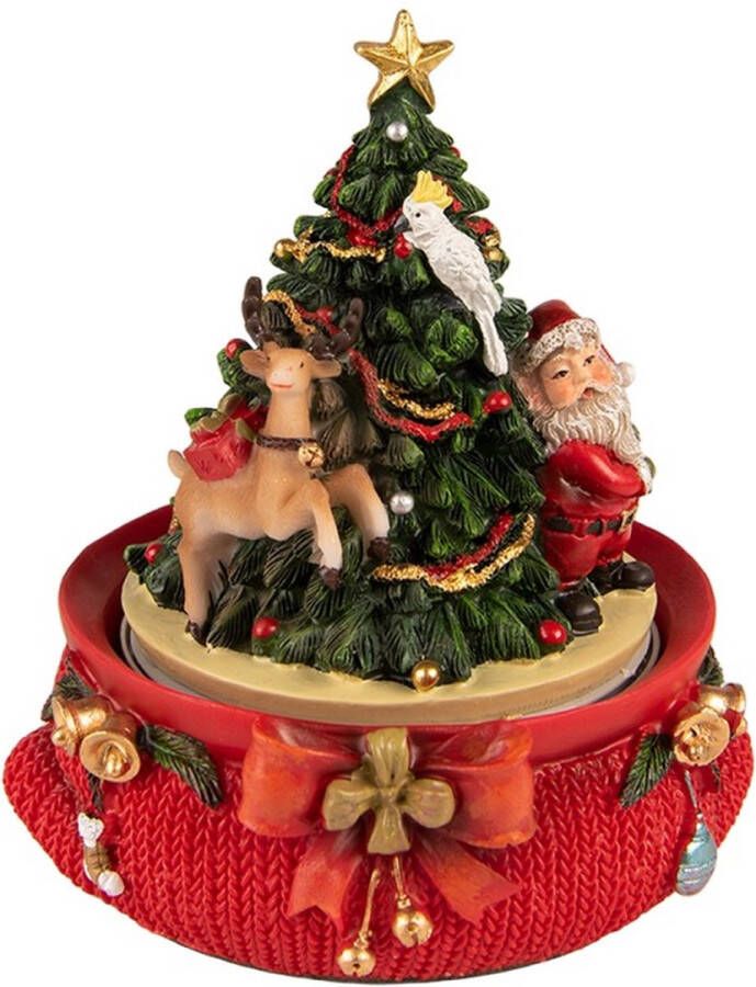 Trendybywave Muziekdoos Kerstboom 14 cm Rood Kunststof Kerstdecoratie Beeld Decoratief Figuur Decoratieve Accessoires