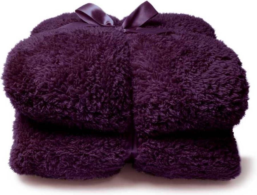 Unique Living Plaid Teddy 150x200cm Dark Purple