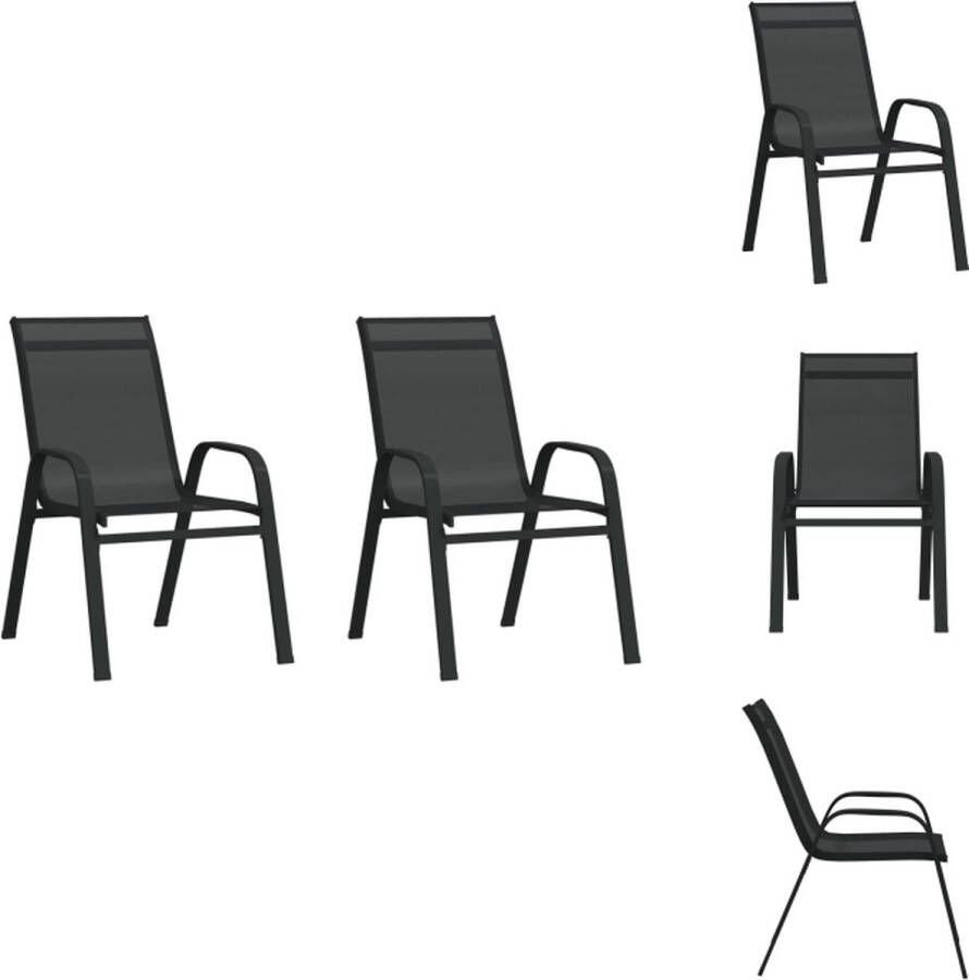 VidaXL Balkonstoelen Zwart 55 x 65 x 89 cm Waterbestendig Gepoedercoat Staal Textileen Tuinstoel