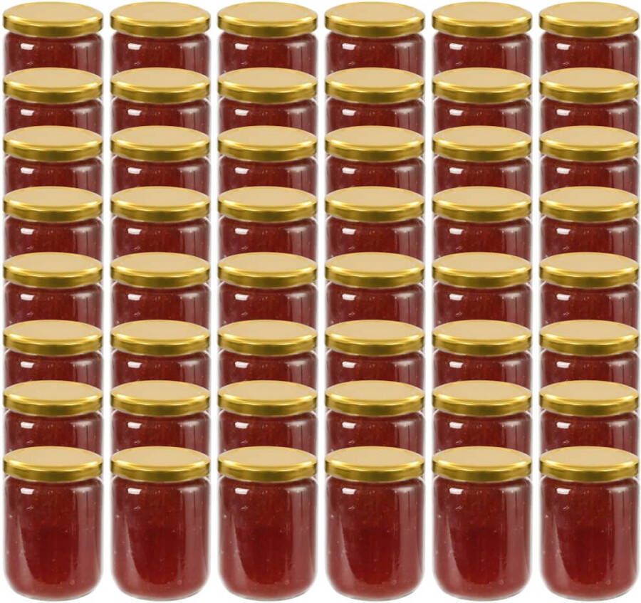 VidaXL -Jampotten-met-goudkleurige-deksels-48-st-230-ml-glas