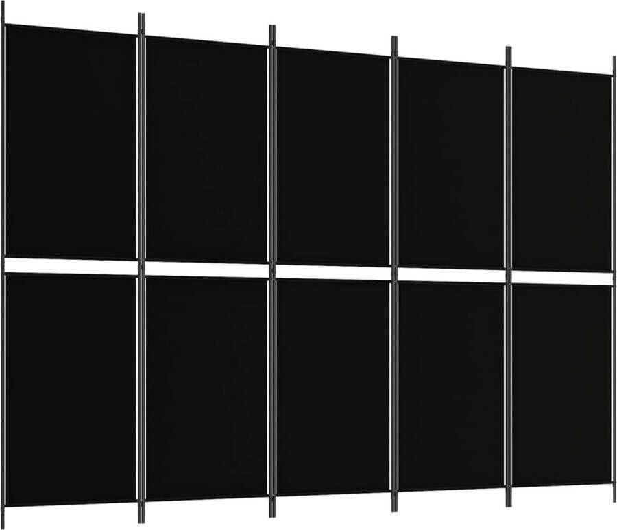VidaXL -Kamerscherm-met-5-panelen-250x180-cm-stof-zwart