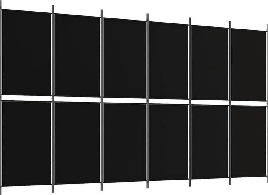 VidaXL -Kamerscherm-met-6-panelen-300x180-cm-stof-zwart