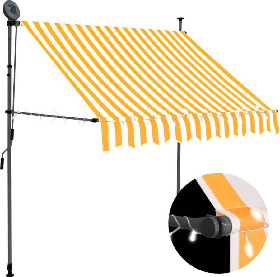 VidaXL -Luifel-handmatig-uitschuifbaar-met-LED-150-cm-wit-en-oranje