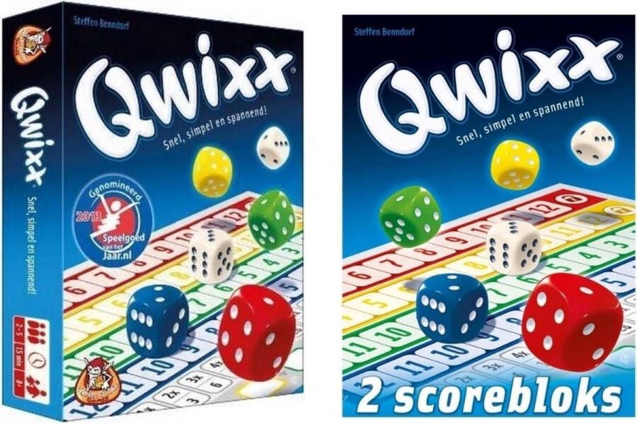 White Goblin Games Spellenbundel 2 stuks Dobbelspel Qwixx & 2 extra scorebloks
