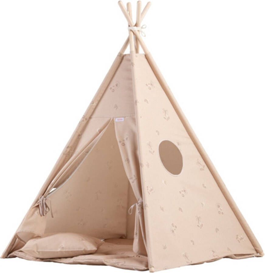 Wigiwama Tipi Tent kinderen Speeltent Kinderkamer Powder Beige Speeltent voor Kinderen Kindertent Indianentent Wigwam 100x100x120cm