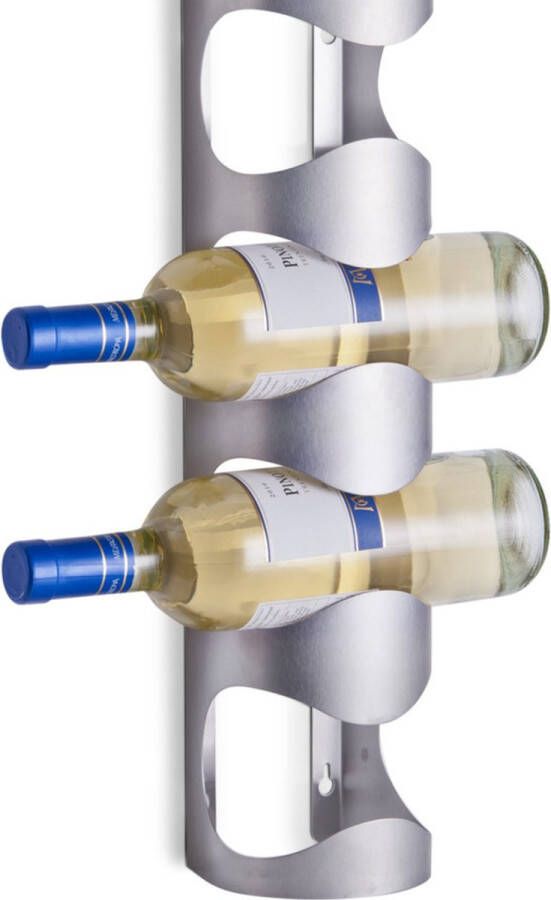 Zeller 1x Zilver wijnflessen muurrek wijnrekken voor 4 flessen 45 cm Keukenbenodigdheden Woonaccessoires decoratie Wijnflesrekken wijnflessenrekken wijnrekken Rek houder voor wijnflessen