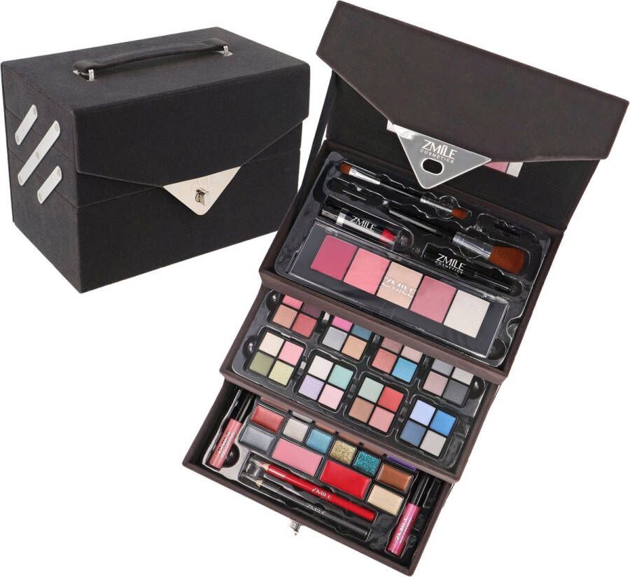 ZMILE cosmetics 72-delige Make-up koffer Beauty case Make-up Cosmetica Donker grijs fluweel velvet Limited Edition
