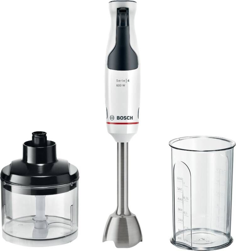 Bosch Haushalt MSM4W220 Staafmixer 600 W Met mixbeker Met maatbeker Met hakmolenopzet BPA-vrij Wit Grijs