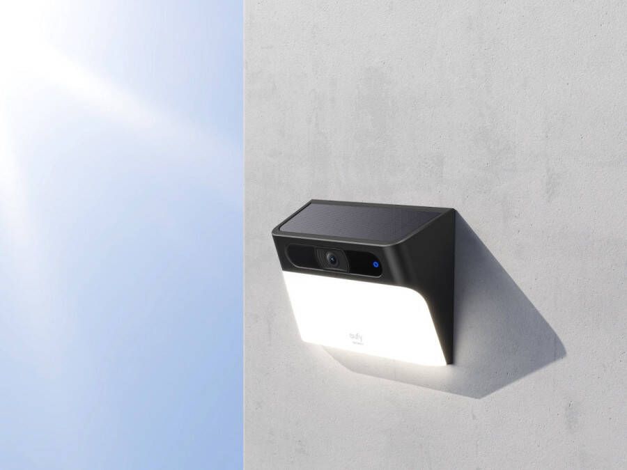 Anker 2K Battery Wall light Cam with solar panel IP-camera Zwart