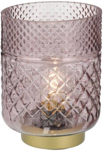 CASA DI ELTURO LED-lamp Cristal Roze H17 cm Werkt op batterijen (incl. lamp)