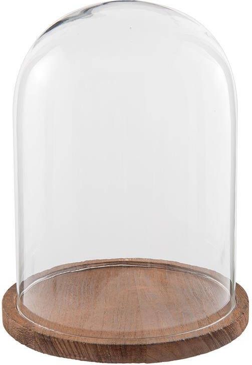 Clayre & Eef Stolp Ø 23*29 cm Transparant Glas Rond Glazen Stolp op Voet Glazen StolpStolp op Voet