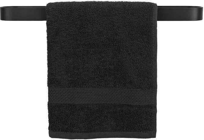 QUVIO Handdoekhouder platte stang met ronding Zwart 50 cm