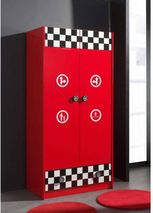 Vipack 2-deurs kledingkast Monza rood 190x90x55 cm Leen Bakker