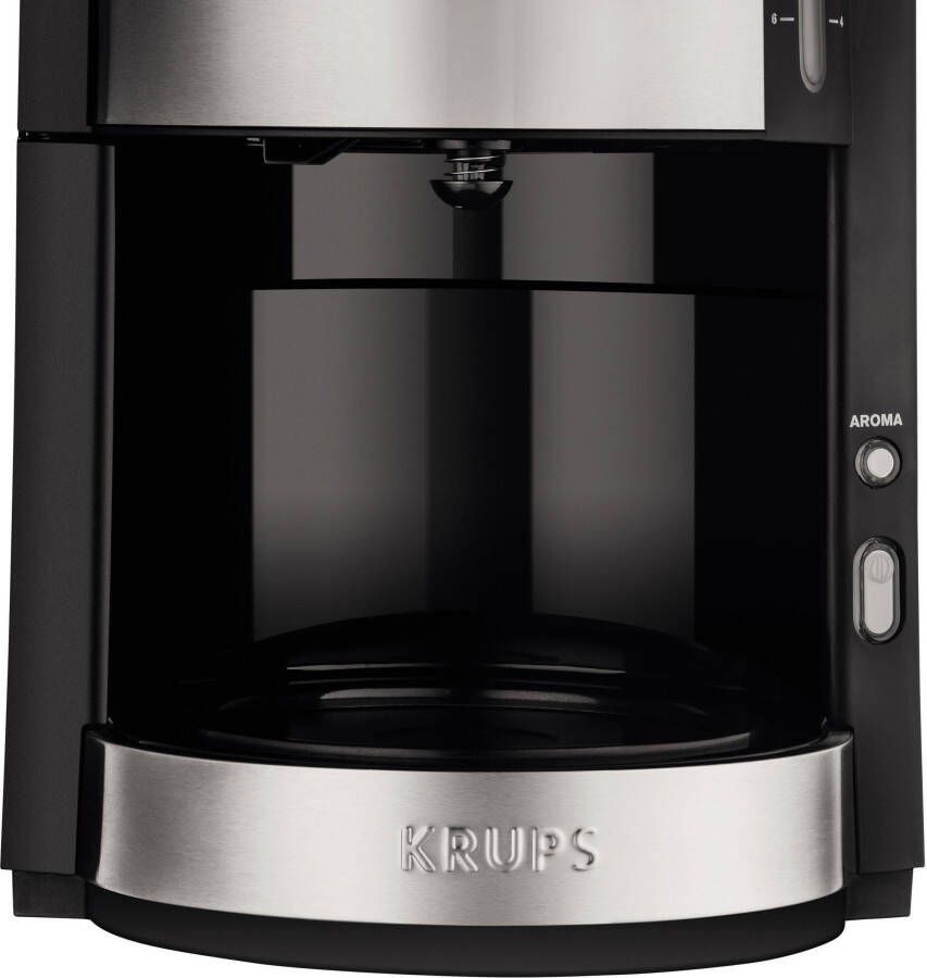 Krups Filterkoffieapparaat ProAroma Plus KM321 1 25 l 1 25l koffiepot papieren filter 1x4 met aromaschakelaar 1100 w zwart met applicaties van edelstaal