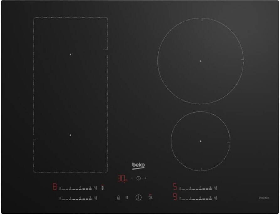 Beko HII74700UF Zwart Ingebouwd 70 cm Inductiekookplaat zones Glas 4 zone(s) - Foto 4
