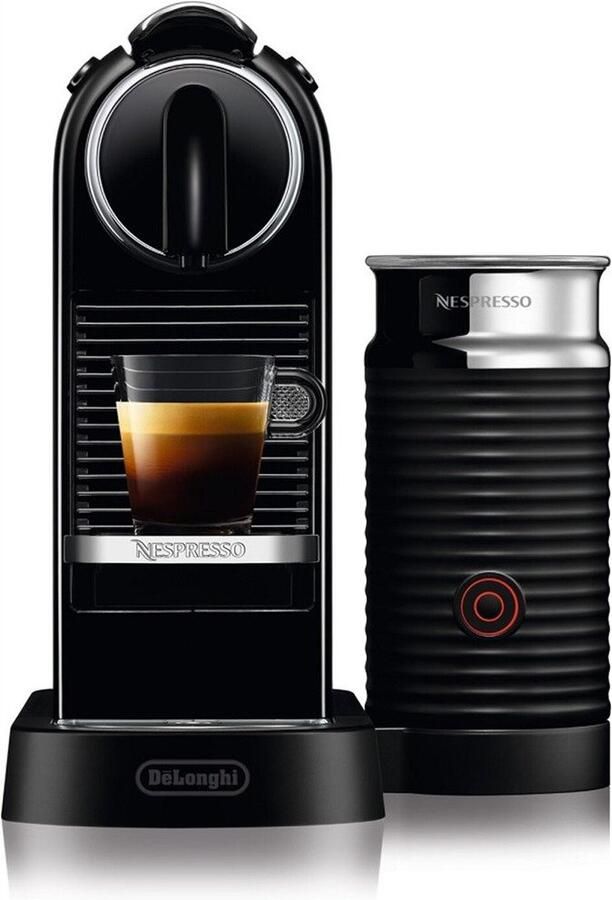 Nespresso Koffiecapsulemachine CITIZ EN 267.BAE van DeLonghi zwart inclusief aeroccino melkopschuimer welkomstpakket met 14 capsules