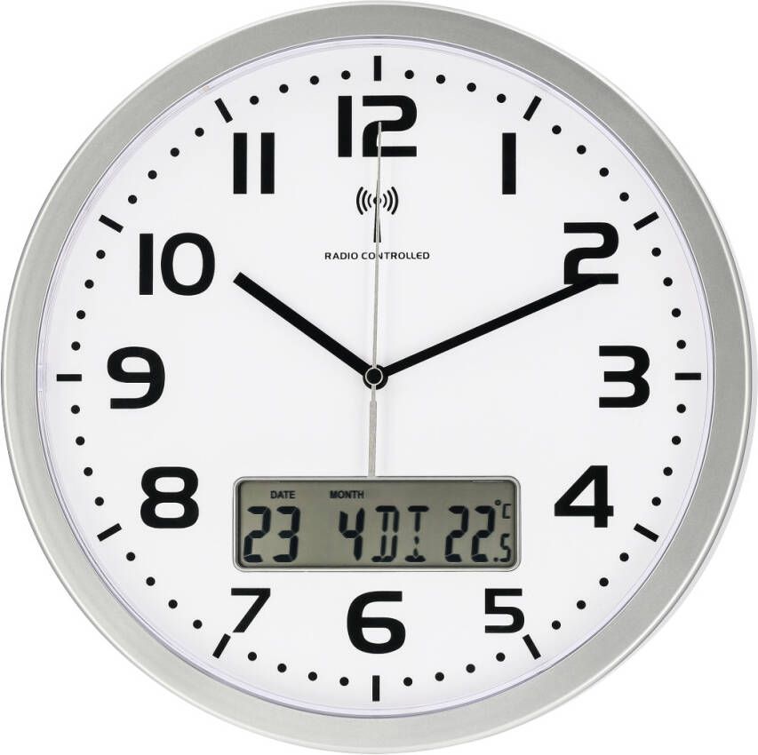 Hama Radiogestuurde klok ""Extra"" met datum en temperatuurweergave