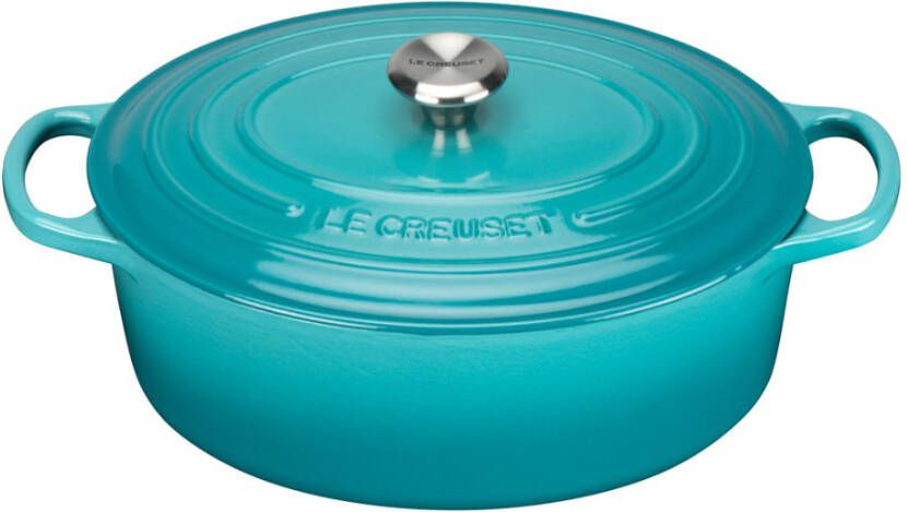 Le Creuset Gietijzeren Ovale Braadpan Caribbean Blue 31cm | Potten&Pannen | 0024147263203