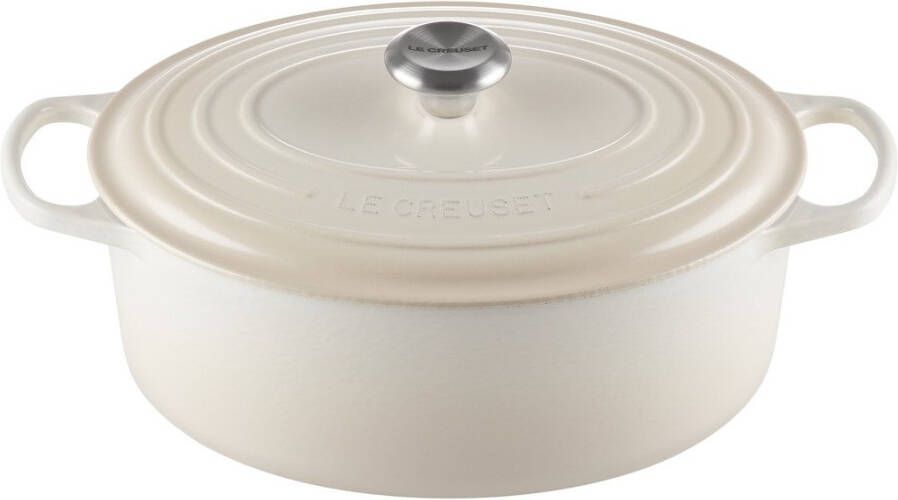 Le Creuset Gietijzeren Ovale Braadpan Meringue 31cm 6.3L | Potten&Pannen | 0024147303473