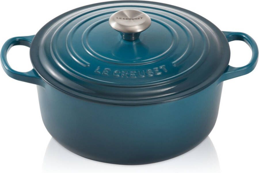 Le Creuset Gietijzeren Ronde Braadpan Deep Teal 24cm 4 2l | Potten&Pannen | 0024147294689