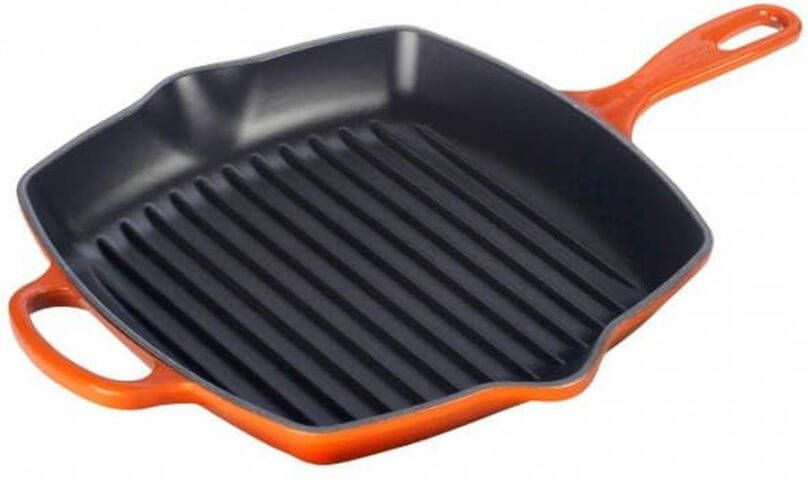 Le Creuset Gietijzeren Vierkante Grillpan Oranjerood 26cm | Potten&Pannen | 0024147232728