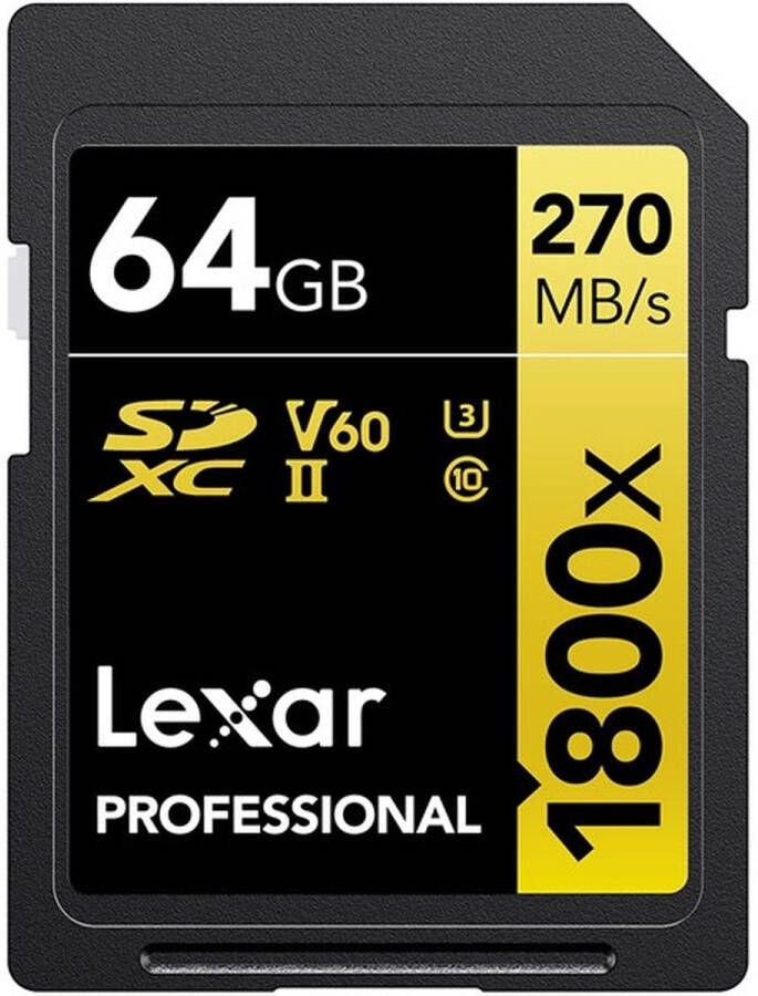 Lexar Professional SDXC 64GB BL 1800x UHS-II V60 gold | Geheugenkaarten | 0843367124497