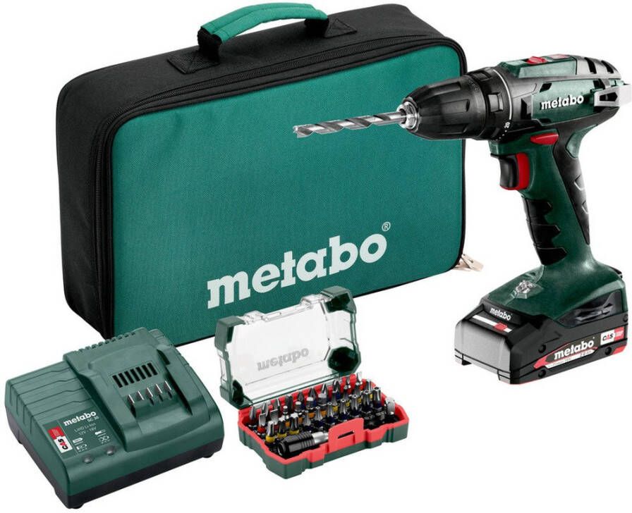 Metabo BS 18 Set 602207580 Accu-schroefboormachine 18 V 2 Ah Li-ion Incl. 2 accus Brushless Incl. koffer Incl. lader