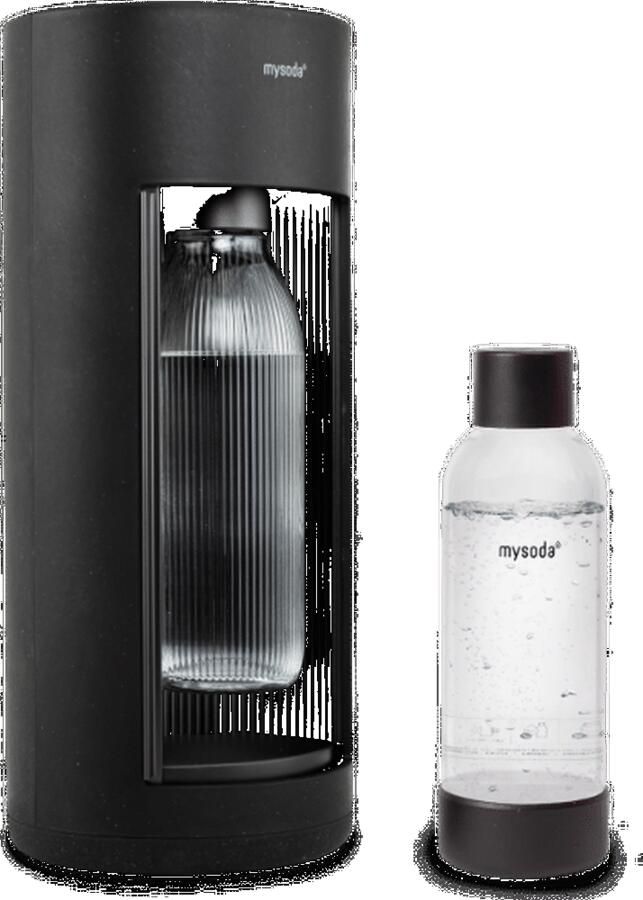 Mysoda Glassy Black bruiswatertoestel gemaakt van ecologisch biocomposiet & aluminium incl 2 flessen