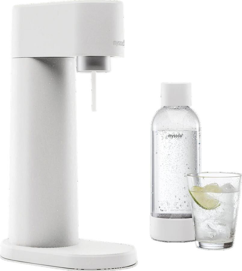 Mysoda Woody White bruiswatertoestel gemaakt van ecologisch duurzaam biocomposiet incl CO2 cilinder & waterfles