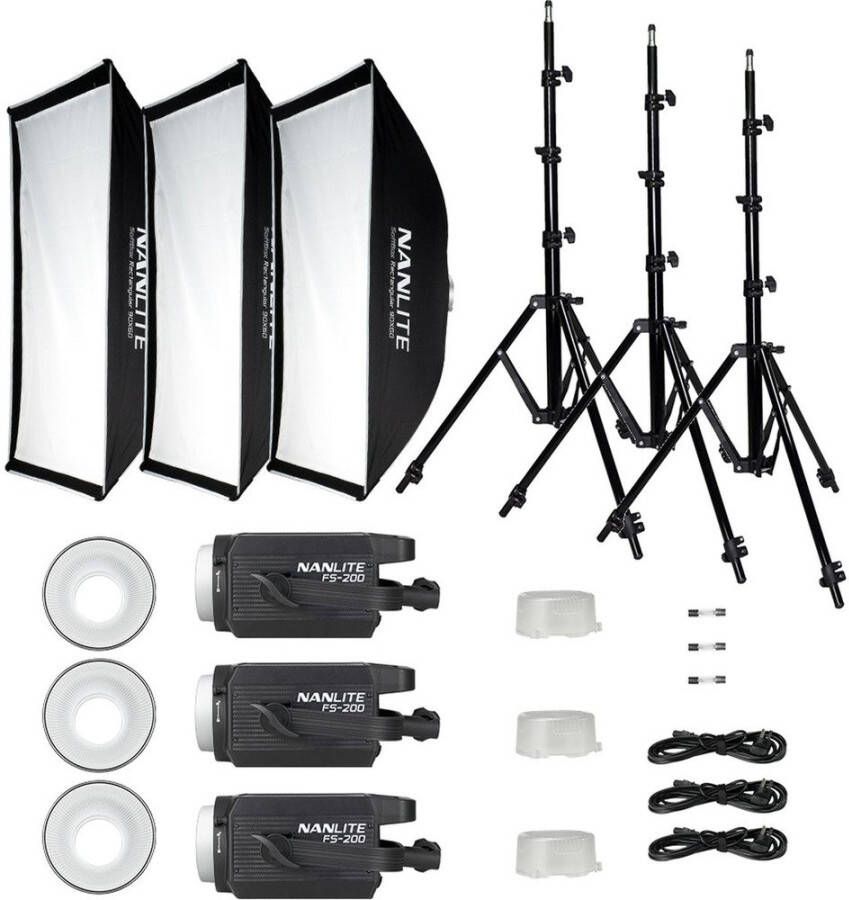 Nanlite FS200 Tripple Kit | Studioflitsen | Fotografie Studio | 0651137511442