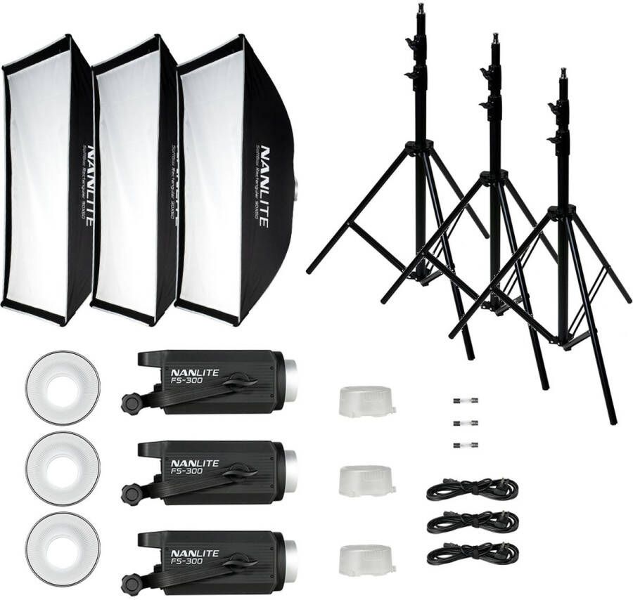 Nanlite FS300 Tripple Kit | Studioflitsen | Fotografie Studio | 0651137511466