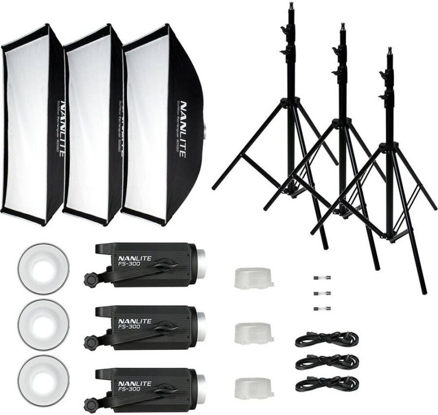 Nanlite FS300 Tripple Kit | Studioflitsen | Fotografie Studio | 0651137511466