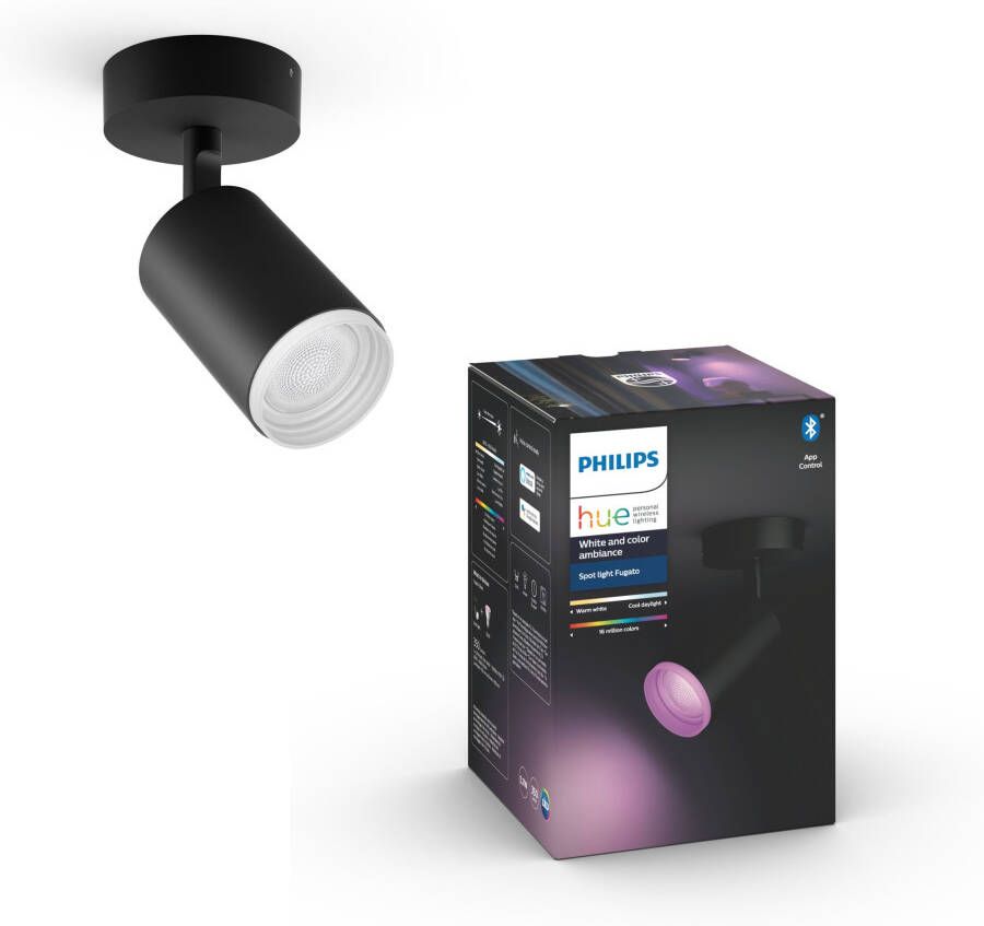 Philips Hue Fugato White and Color Ambiance opbouwspot 1 lichtpunt zwart Bluetooth - Foto 4