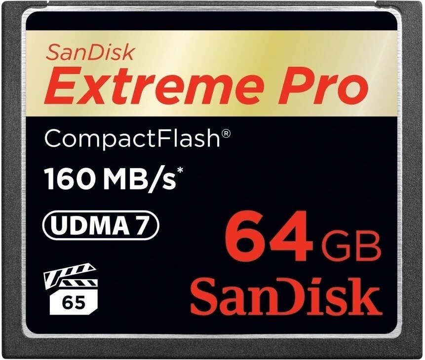 SanDisk CF Extreme Pro 64GB 160MB sec Compact Flash kaart