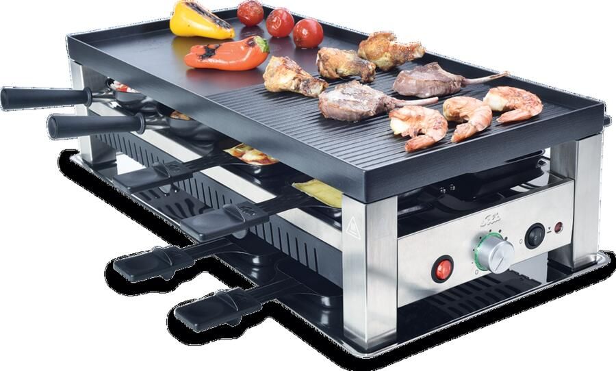 Solis 5 in 1 Table Grill 791 Gourmetstel 8 Personen Raclette Gourmet Set Bakplaat Gourmetten Zilver Zwart - Foto 4