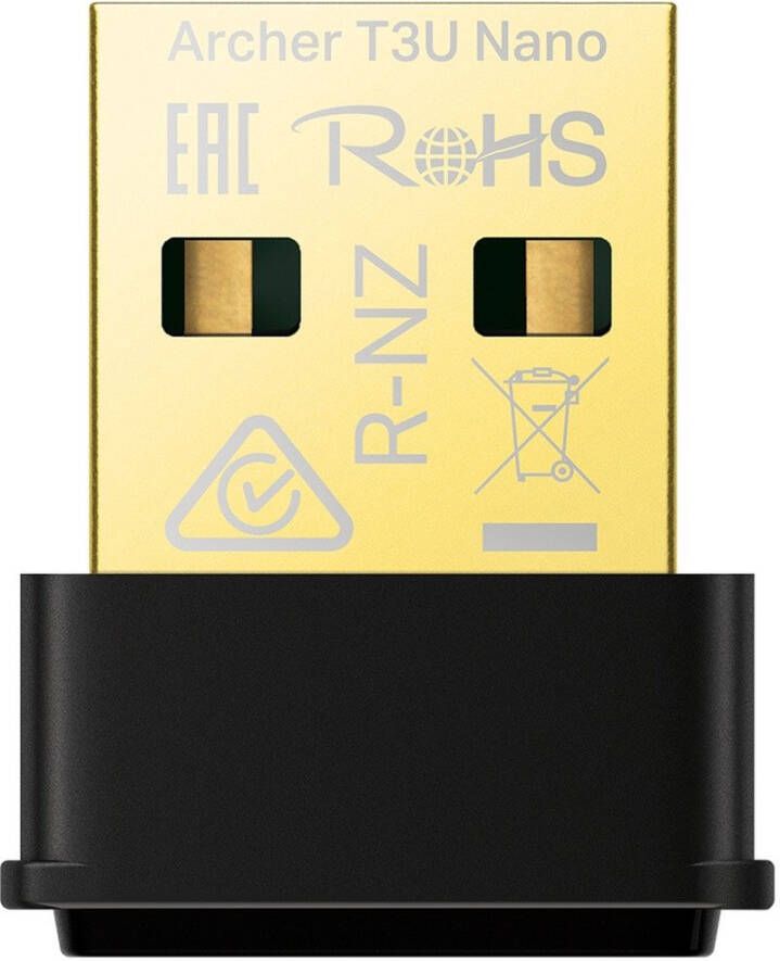 TP-Link Archer T3U Nano AC1300 nano draadloze MU-MIMO USB-adapter Wifi adapter Zwart