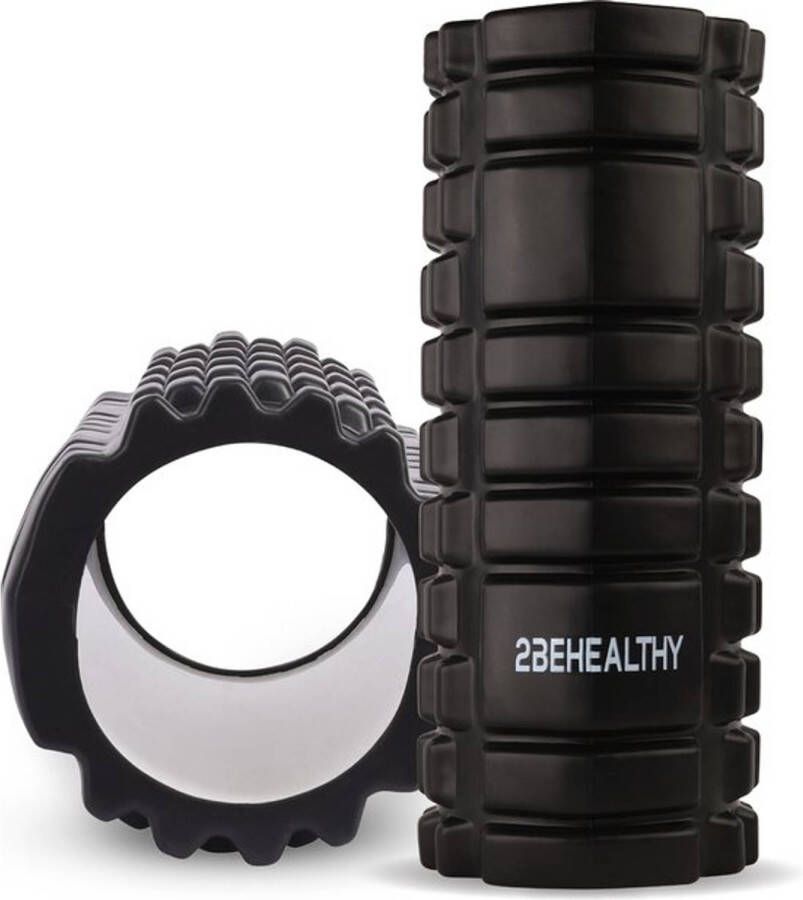 2BEHEALTHY Foam Roller Massage 33 cm Medium Hardheid Foamrollers Foamrol Massage Roller Zwart